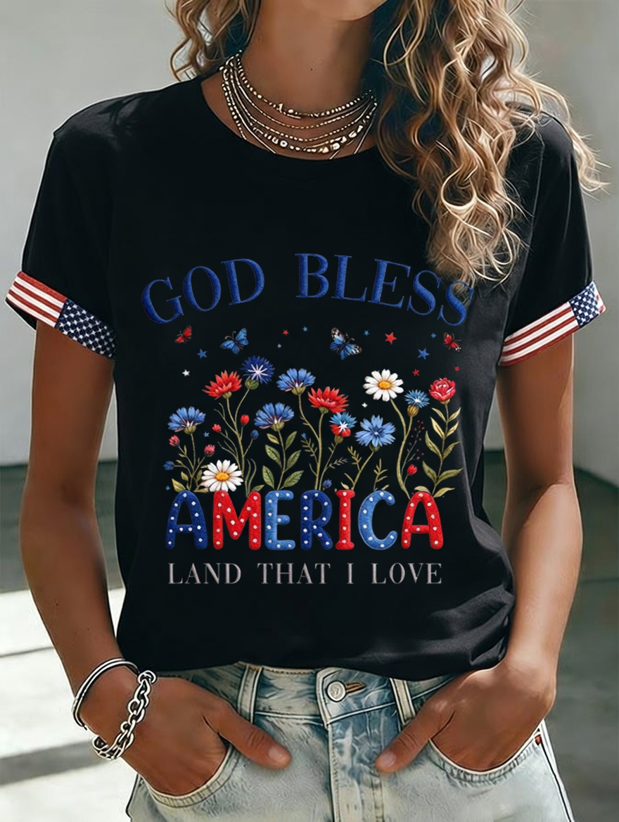 🔥Buy 3 Get 10% OFF 🔥Women'S American Independence Day 250Th Anniversary Printed Short Sleeved T-Shirt