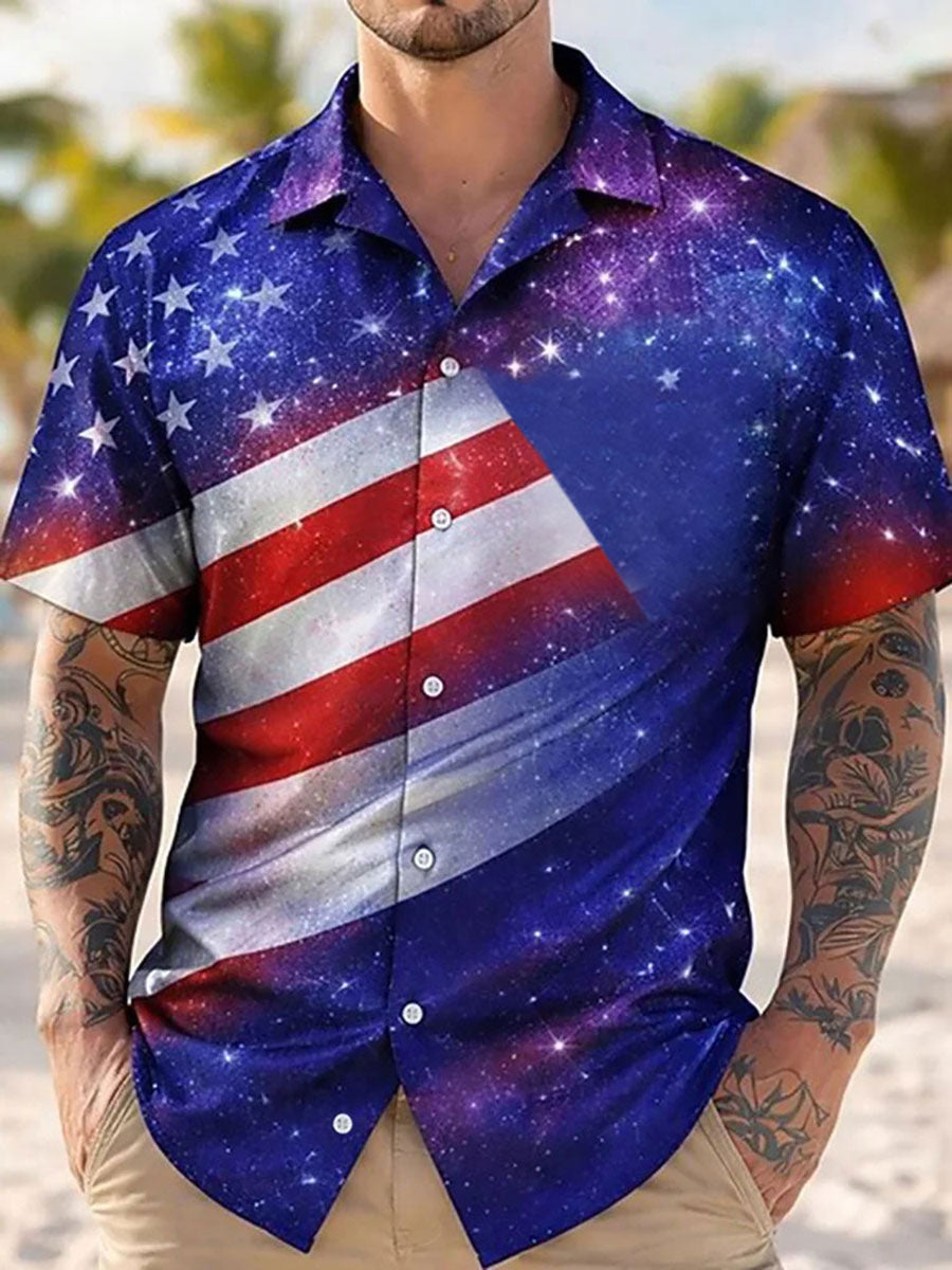 Men's Flag Art Print Casual Shirt