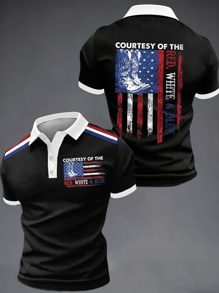 Men's Courtesy of Red White And Blue Short Sleeves Shirt