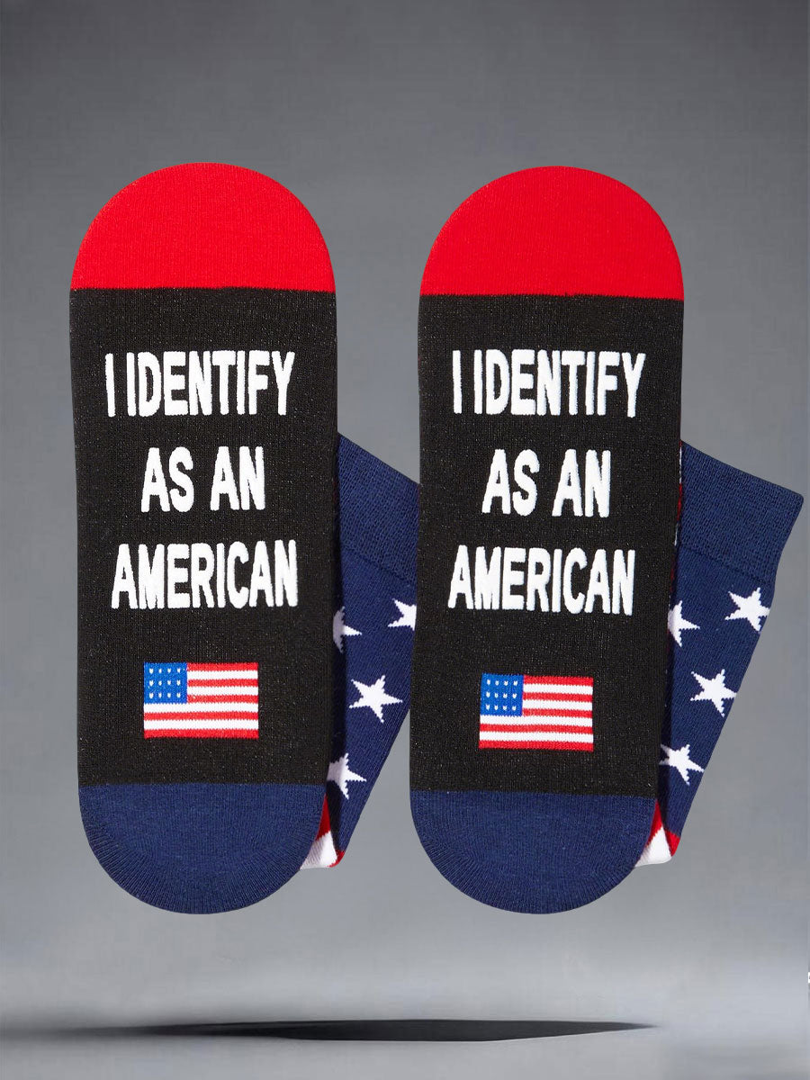 "I identify as an American" unisex socks