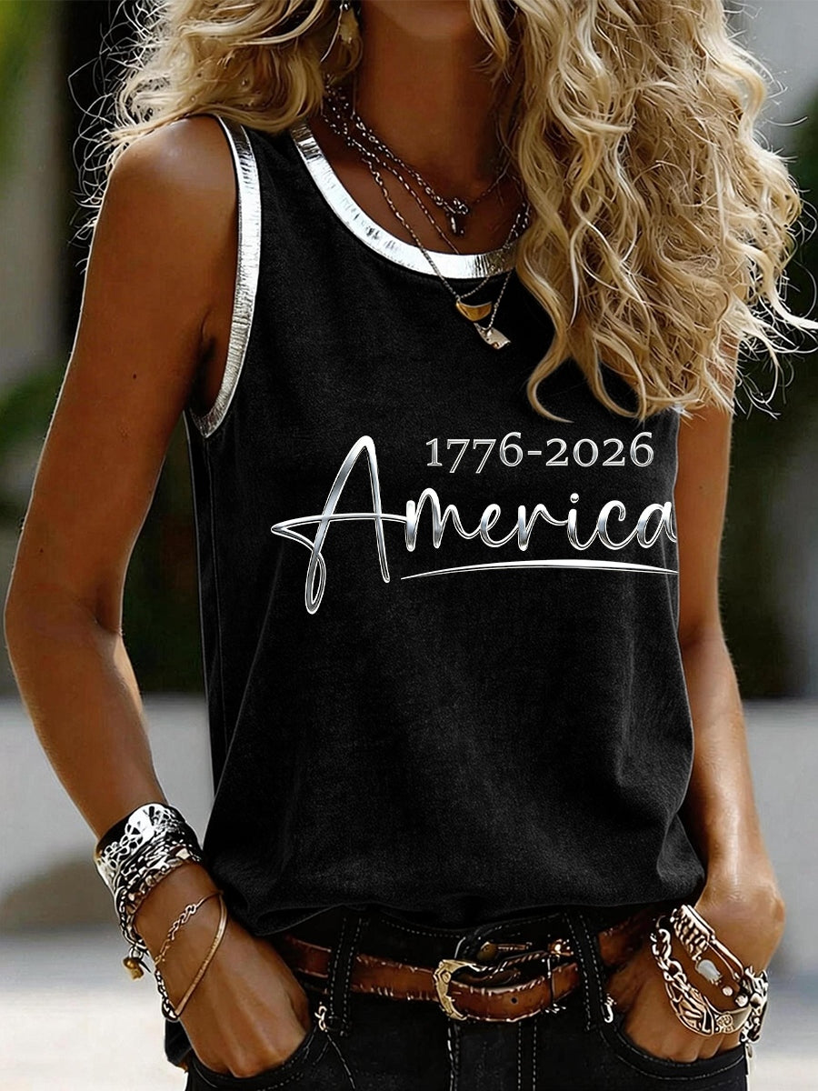 Women's USA Inspired Pattern Vintage Tank Top