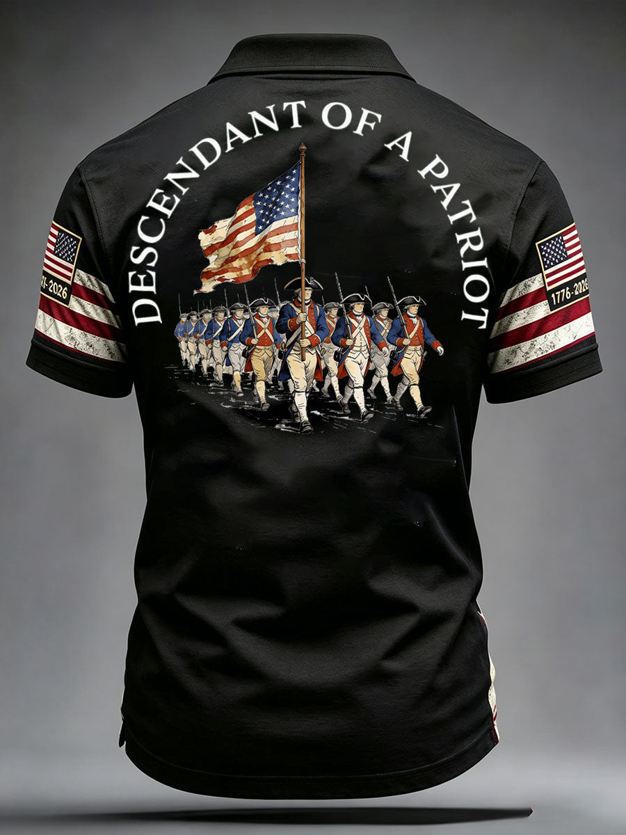 Men's 4th of July Descendant of Patroit Print Casual Tops