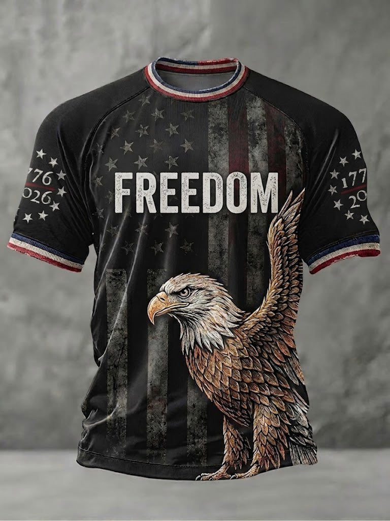Men's America Flag 1776 Freedom Printed T-Shirt