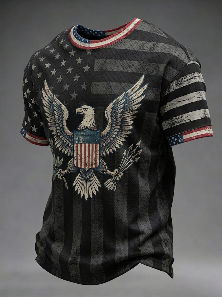 Men's America Flag Eagle Printed T-Shirt
