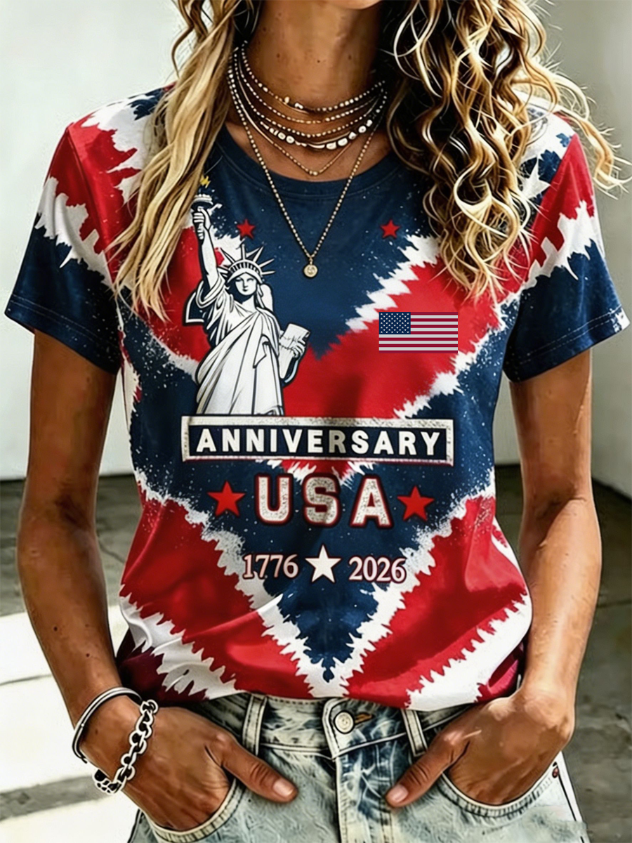 Women's American Print short-sleeved T-shirt