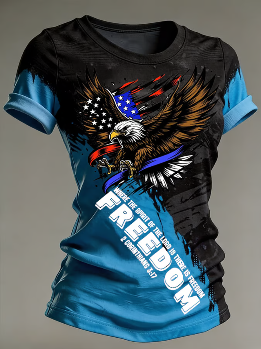Women's American Print short-sleeved T-shirt