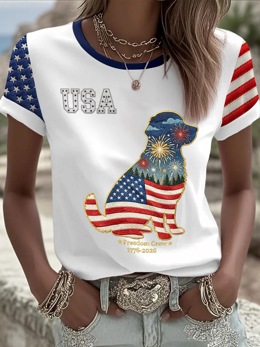 Women's  Golden Retriever USA 1776-2026 short-sleeved T-shirt