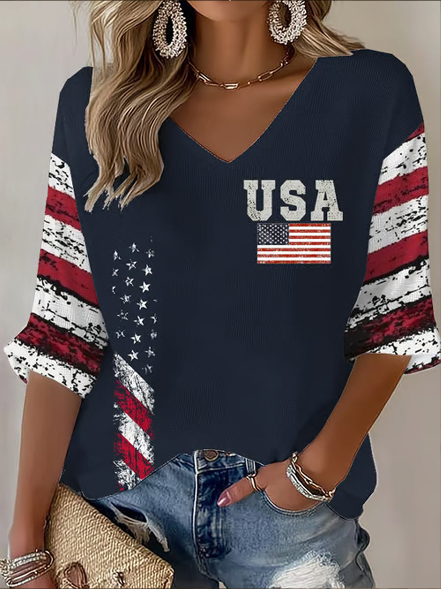 Women's America Print Casual T-shirt