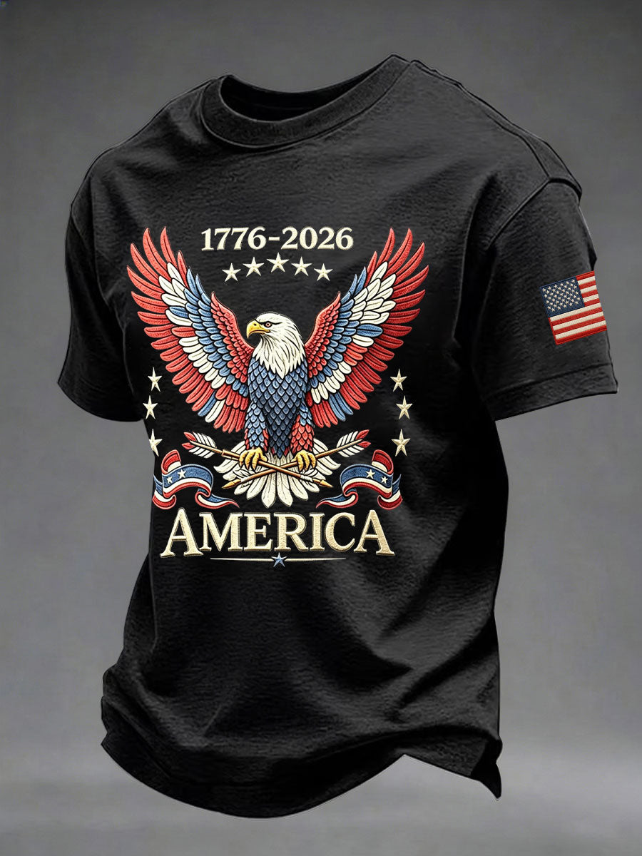 Men's USA 1776-2026 Printed Casual T-Shirt