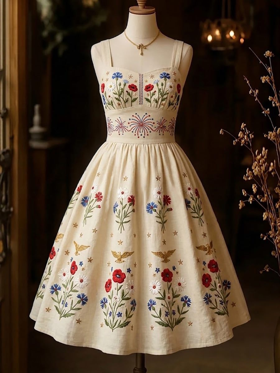 Women's Independence Day Retro Printed Elegant Dress