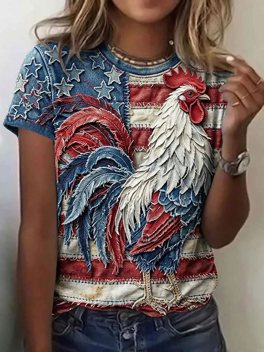 Women's American Flag Print Casual T-Shirt