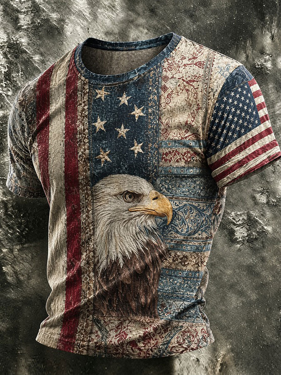 Men's Independence Day American Print Casual T-shirt