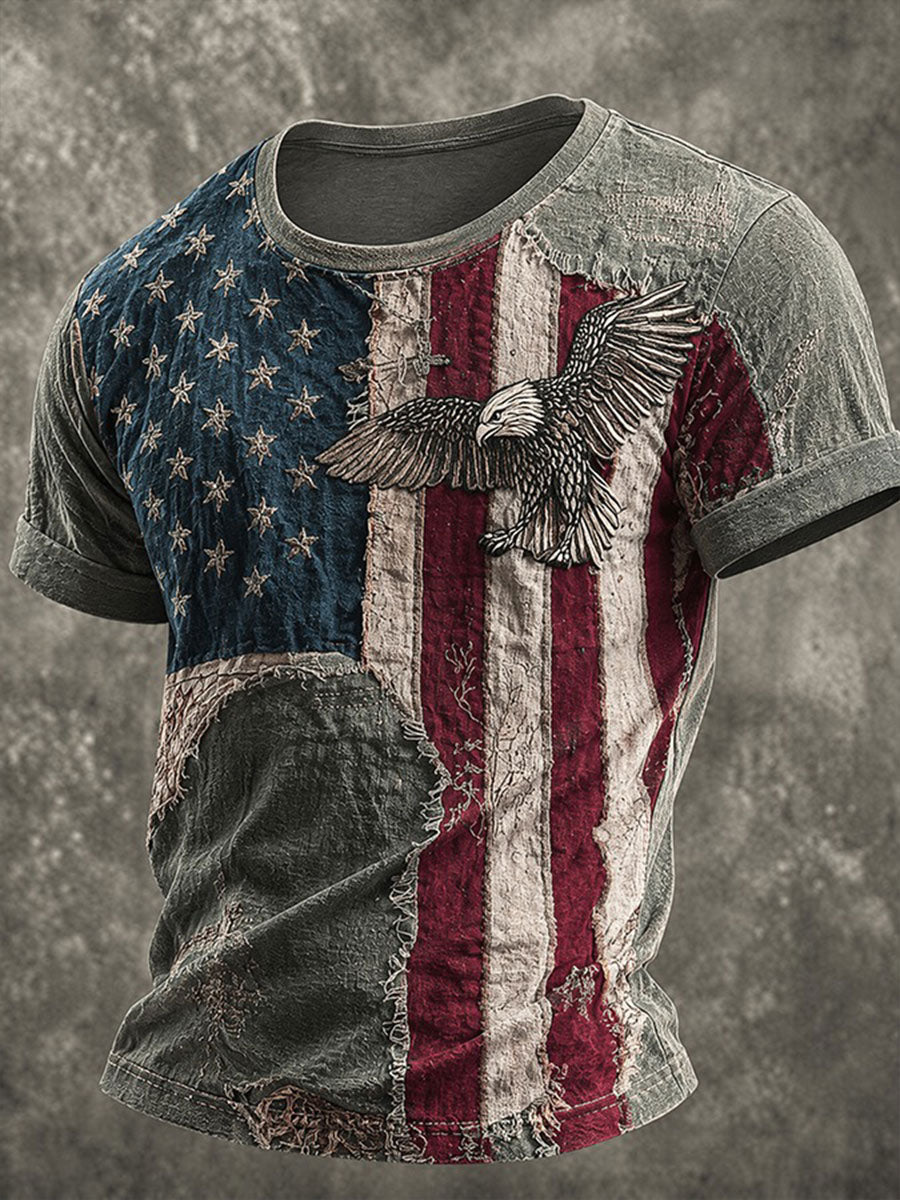 Men's Independence Day American Print Casual T-shirt
