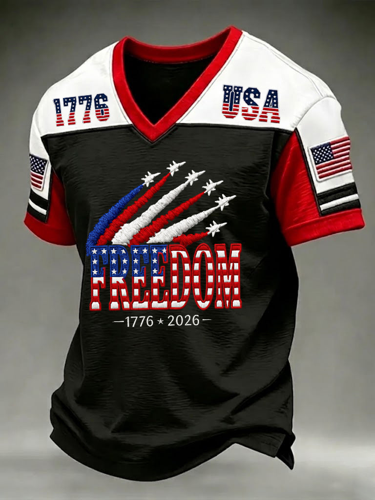 Men's Freedom Printed V-neck T-shirt