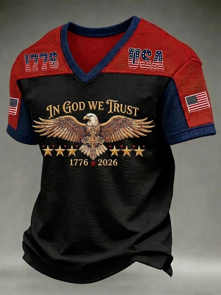 Men's In God We Trust Printed V-neck T-shirt