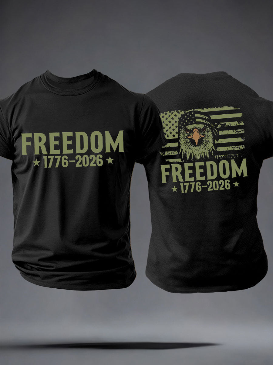 Men's Independence Day imitation cotton short-sleeved T-shirt