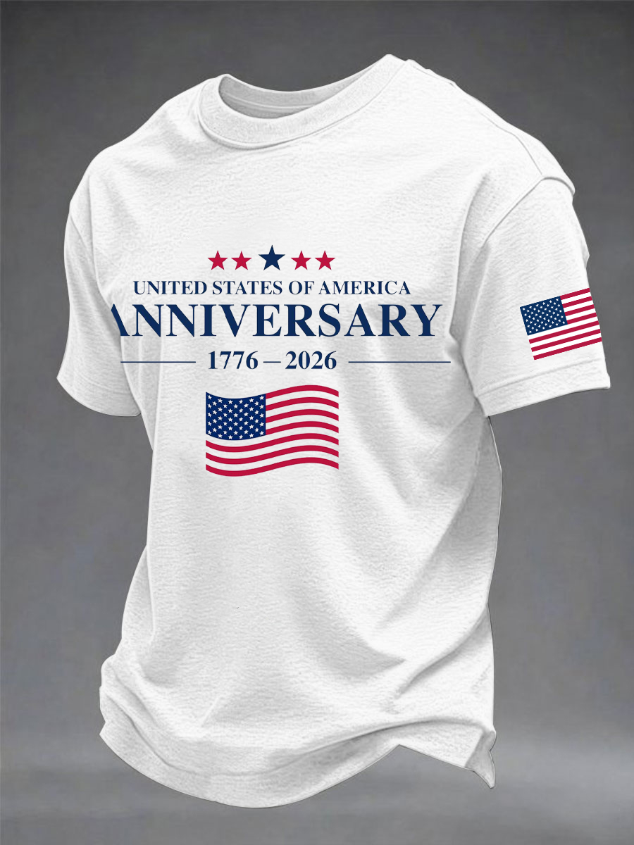 Men's Independence Day imitation cotton short-sleeved T-shirt