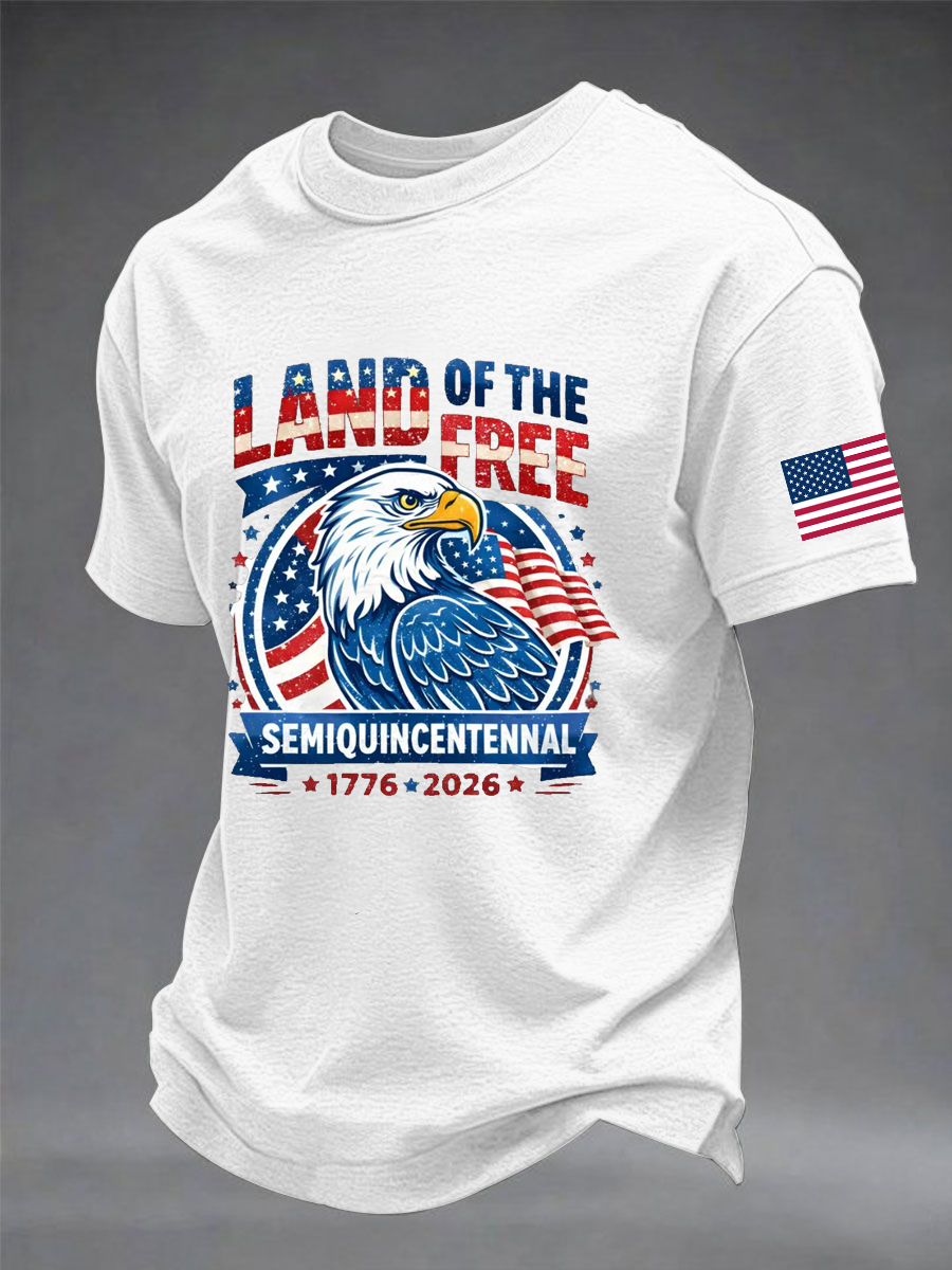 Men's Independence Day imitation cotton short-sleeved T-shirt