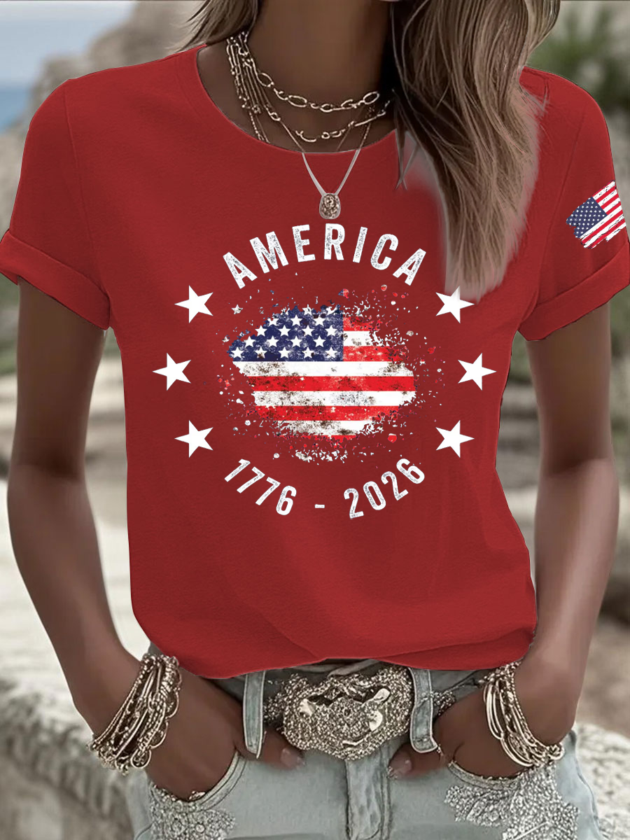 Women's Independence Day Iron On Short Sleeve T-Shirt