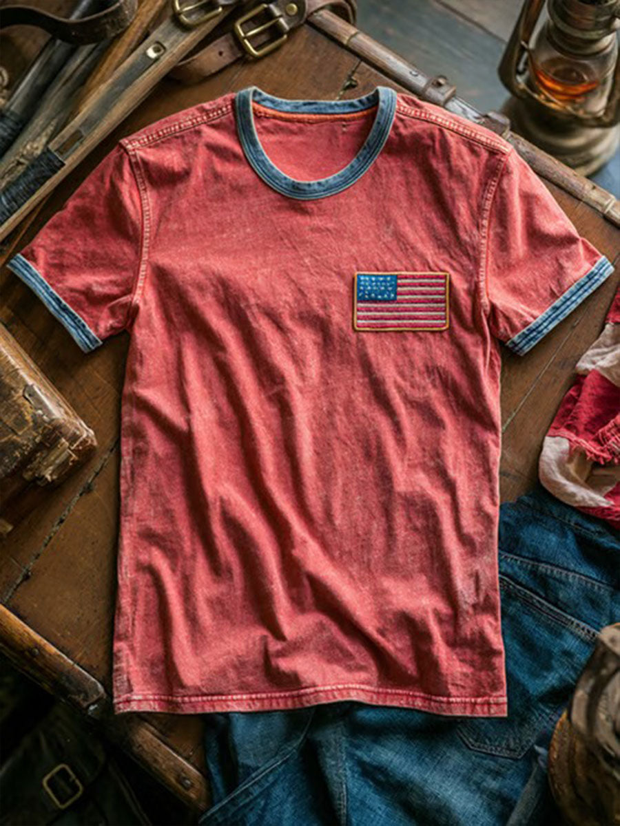 Men's American Print Casual T-Shirt