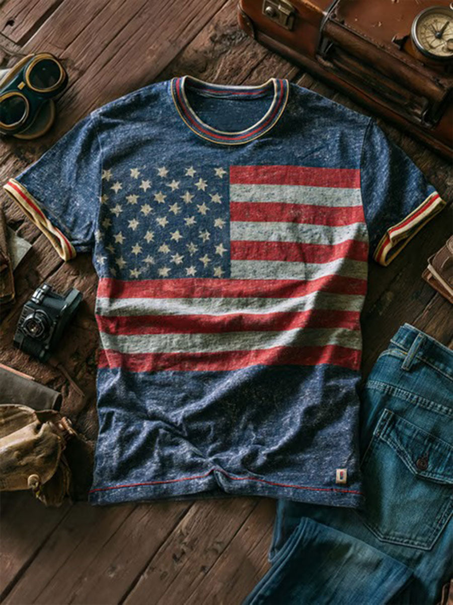 Men's American Print Casual T-Shirt