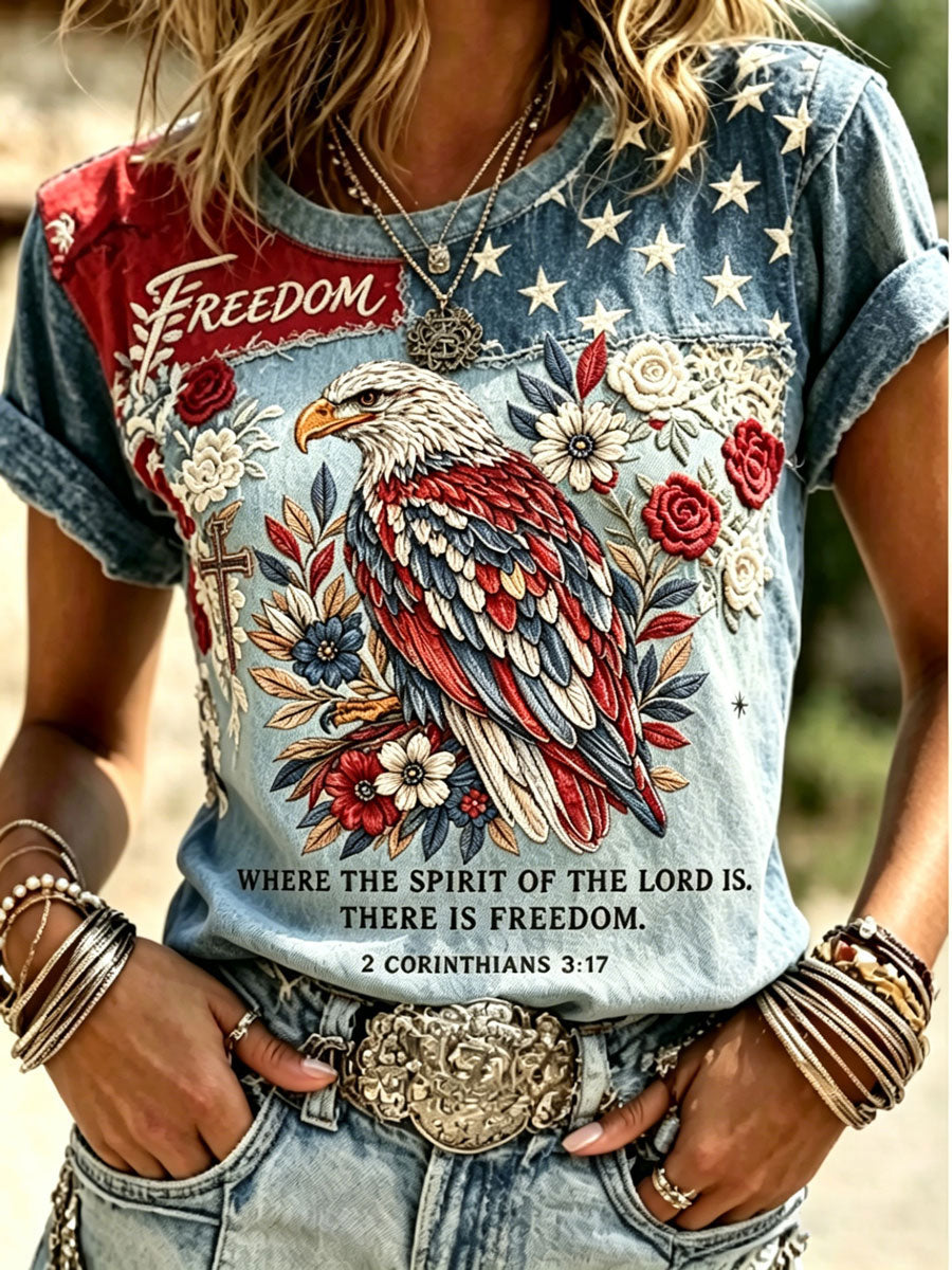 Women's American Eagle Print Casual T-Shirt