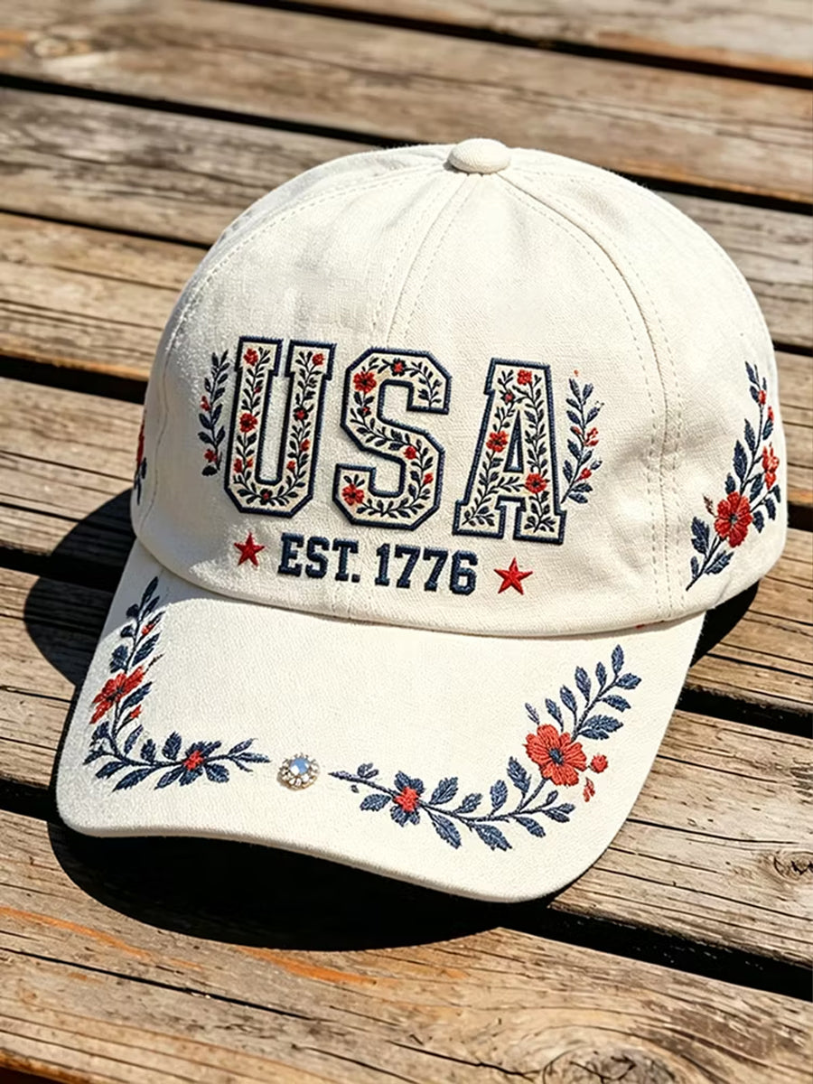 Unisex Independence Day Flag Flower Art Design Print Hat
