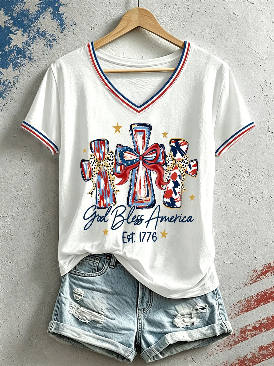 Women's God Bless America Art Print T-Shirt