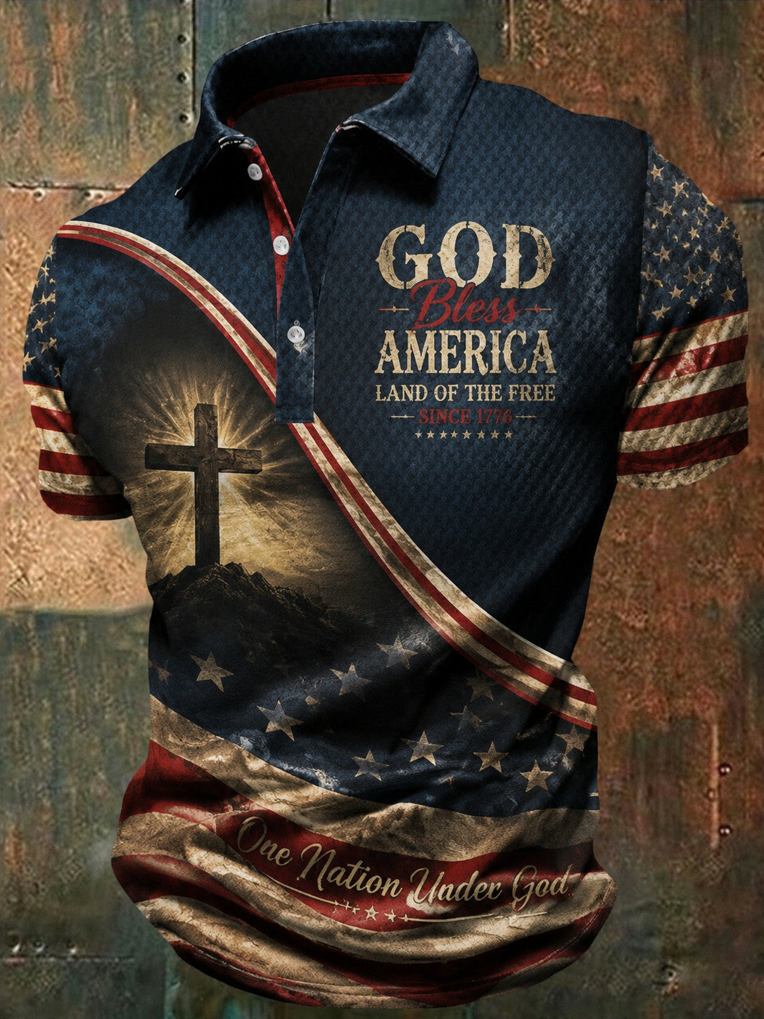 Men's America Flag God Bless America Printed Shirt