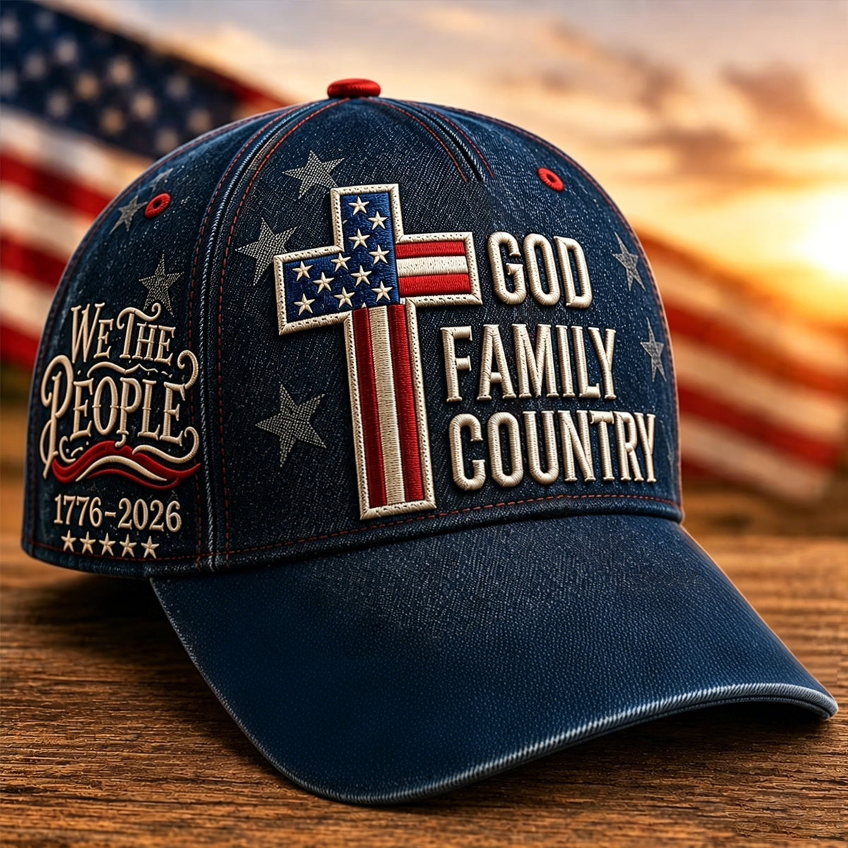 Unisex Independence Day USA Flag Print Patriotic Hat