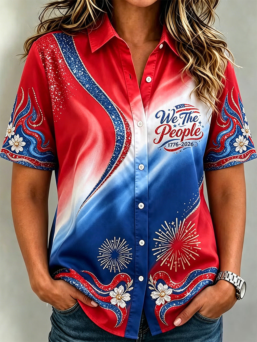 Women's  Independence Day We The People Print Shirt