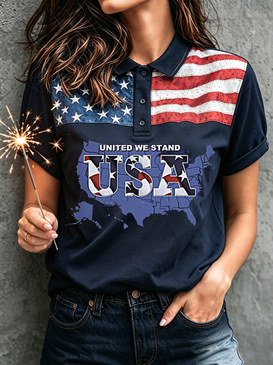 Women's 4th of July Freedom American Art Printed Casual Tops