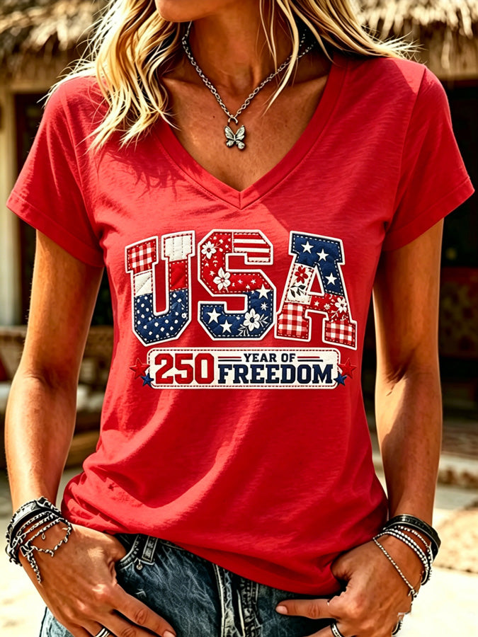 Women's 250th Anniversary V-Neck Printed T-Shirt