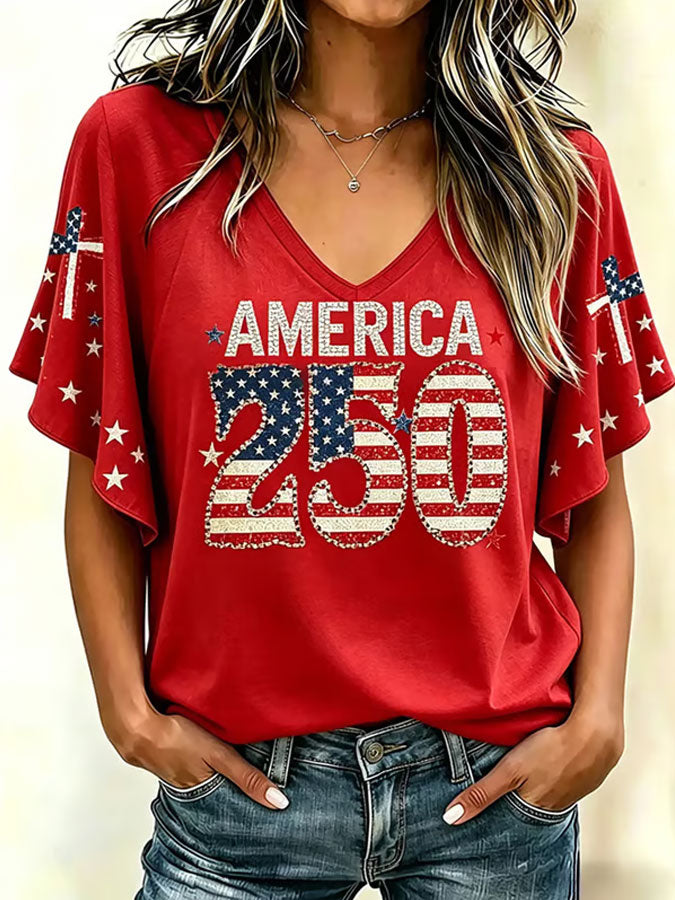 Women'S 250Th Anniversary Printed Casual Top
