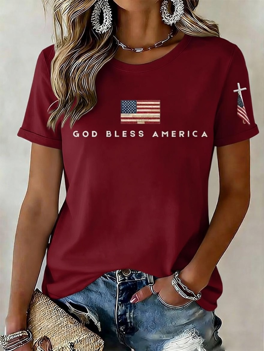 Women's American Independence Day 250th Anniversary Printed Short sleeved T-shirt