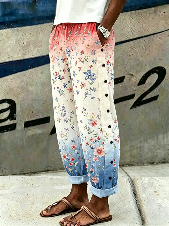 Women's Retro America 250th Anniversary Print Casual Pants