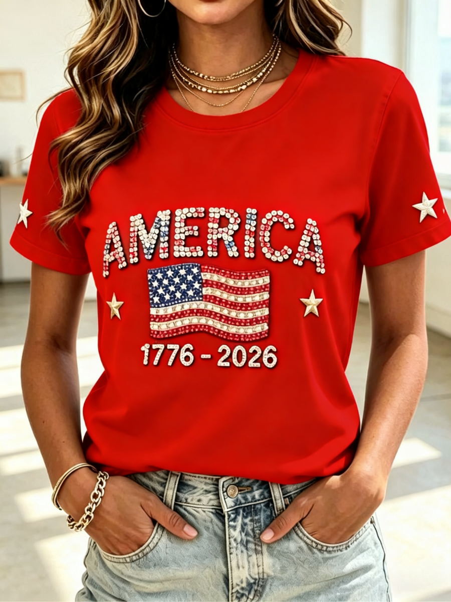 🔥Buy 3 Get 10% OFF 🔥Women's Casual 250th Anniversary Independence Day Printed T-shirt