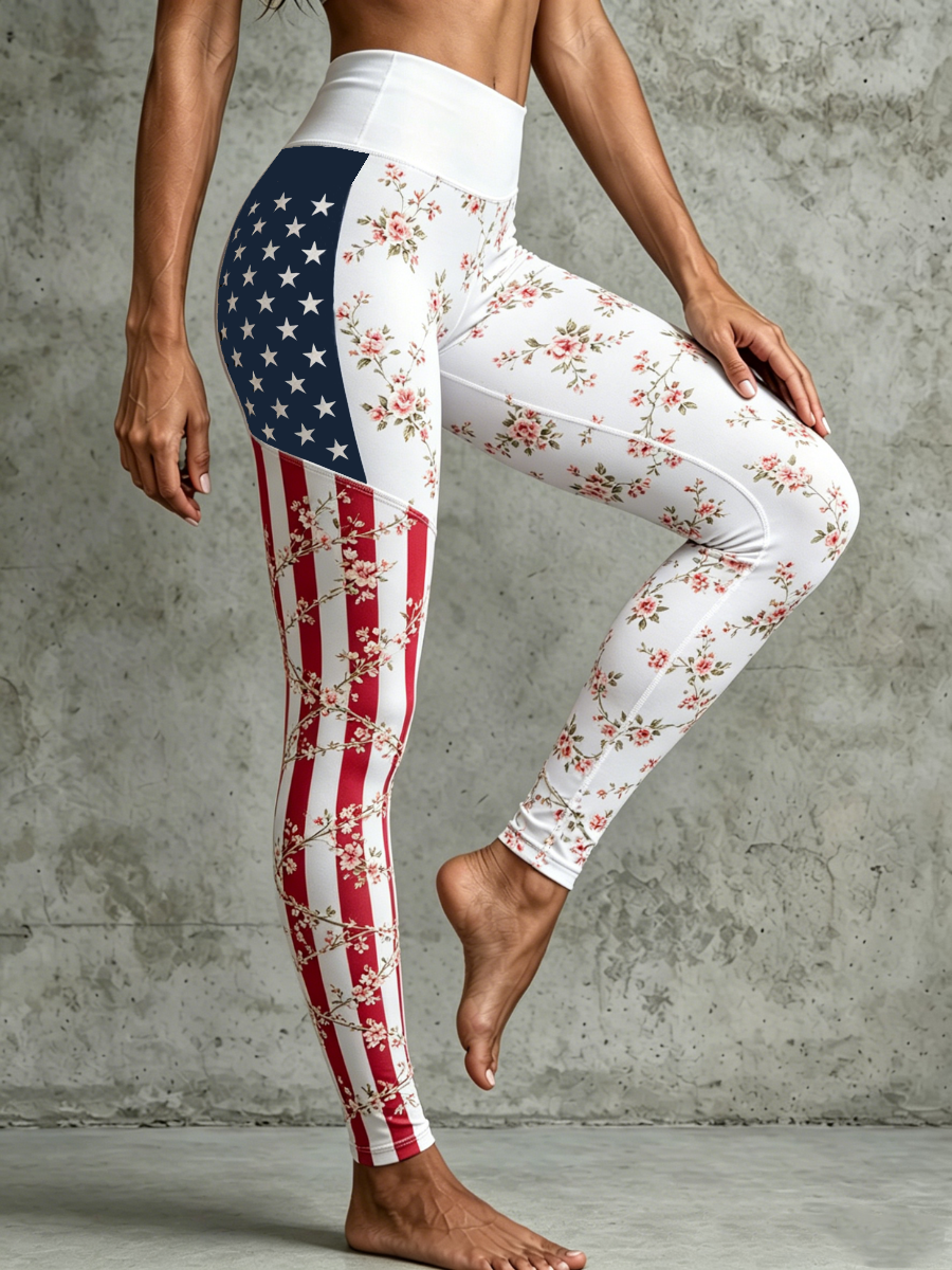 Women'S 250Th Anniversary Flower Printed Yoga Pants