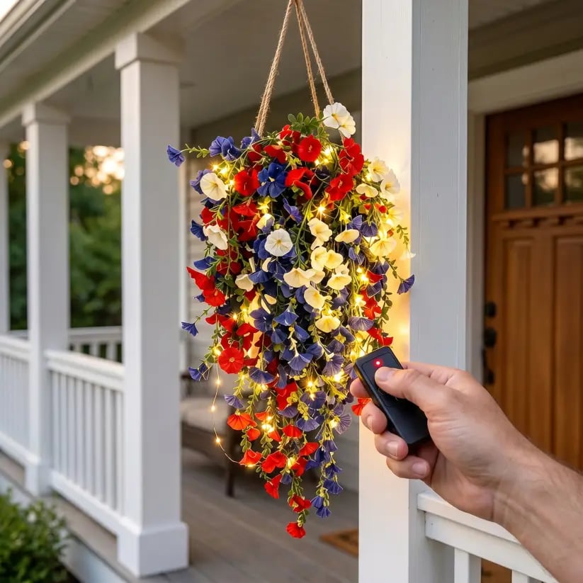 ✨✨🇺🇸 Celebrate the 250th anniversary of the United States with patriotic-style hanging bouquets