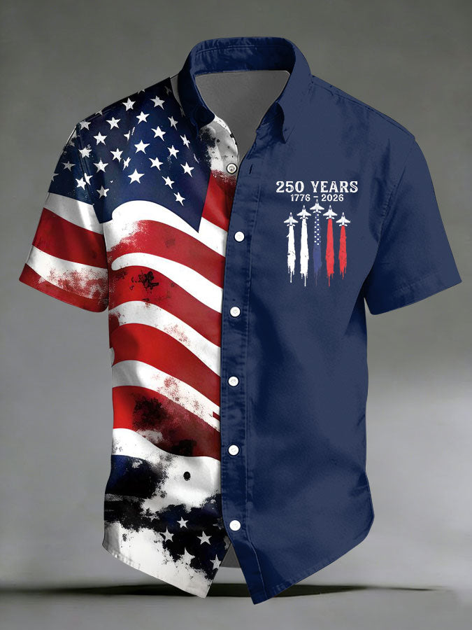 🔥Buy 3 Get 10% OFF 🔥Men'S America Flag Printed Casual Collar Shirt