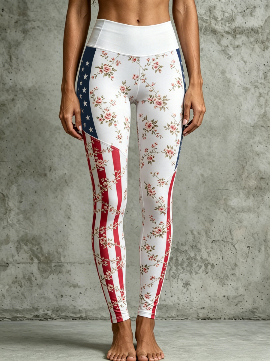 Women'S 250Th Anniversary Flower Printed Yoga Pants