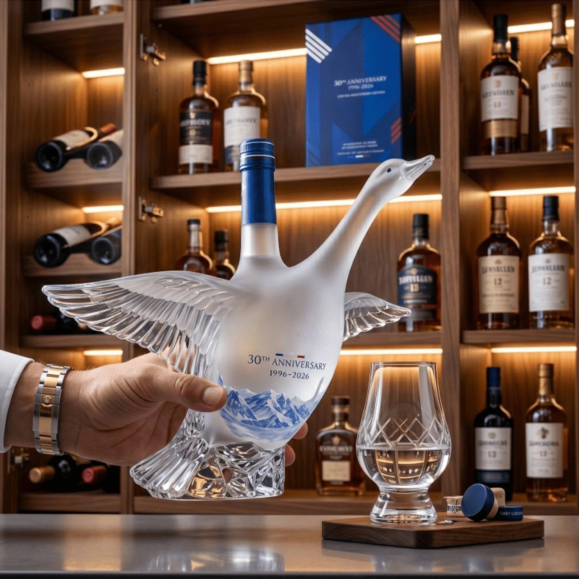 🔥🔥30th Anniversary Edition 3D Sculpted Swan Vodka Bottle