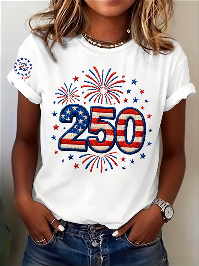 🔥Buy 3 Get 10% OFF 🔥Women's Casual Independence Day (Flag) Crew Neck Short Sleeve T-shirt
