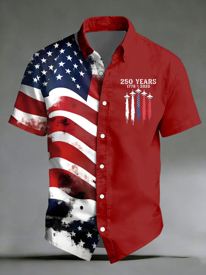 🔥Buy 3 Get 10% OFF 🔥Men'S America Flag Printed Casual Collar Shirt