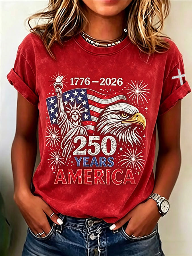 🔥Buy 3 Get 10% OFF 🔥Women'S  America Flag Printed Casual T-Shirt