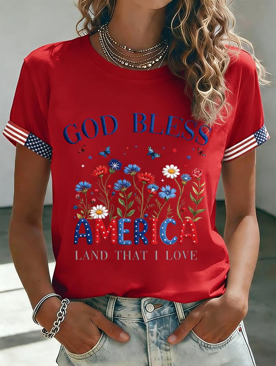 🔥Buy 3 Get 10% OFF 🔥Women'S American Independence Day 250Th Anniversary Printed Short Sleeved T-Shirt