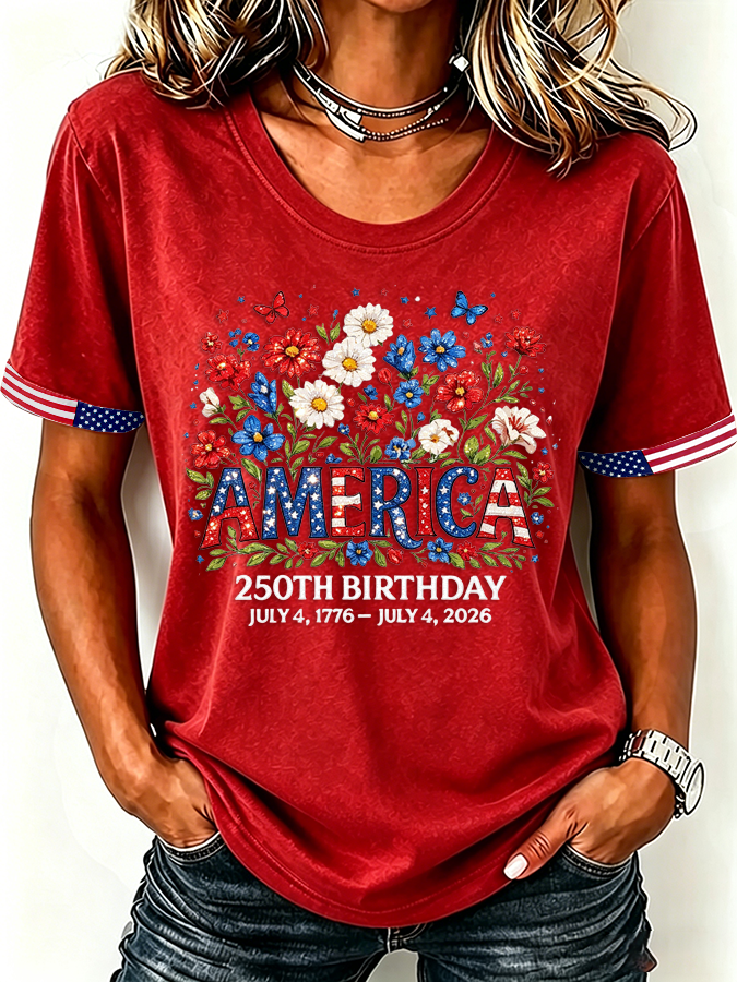 Women's America 250th Birthday Crew Neck T-Shirt
