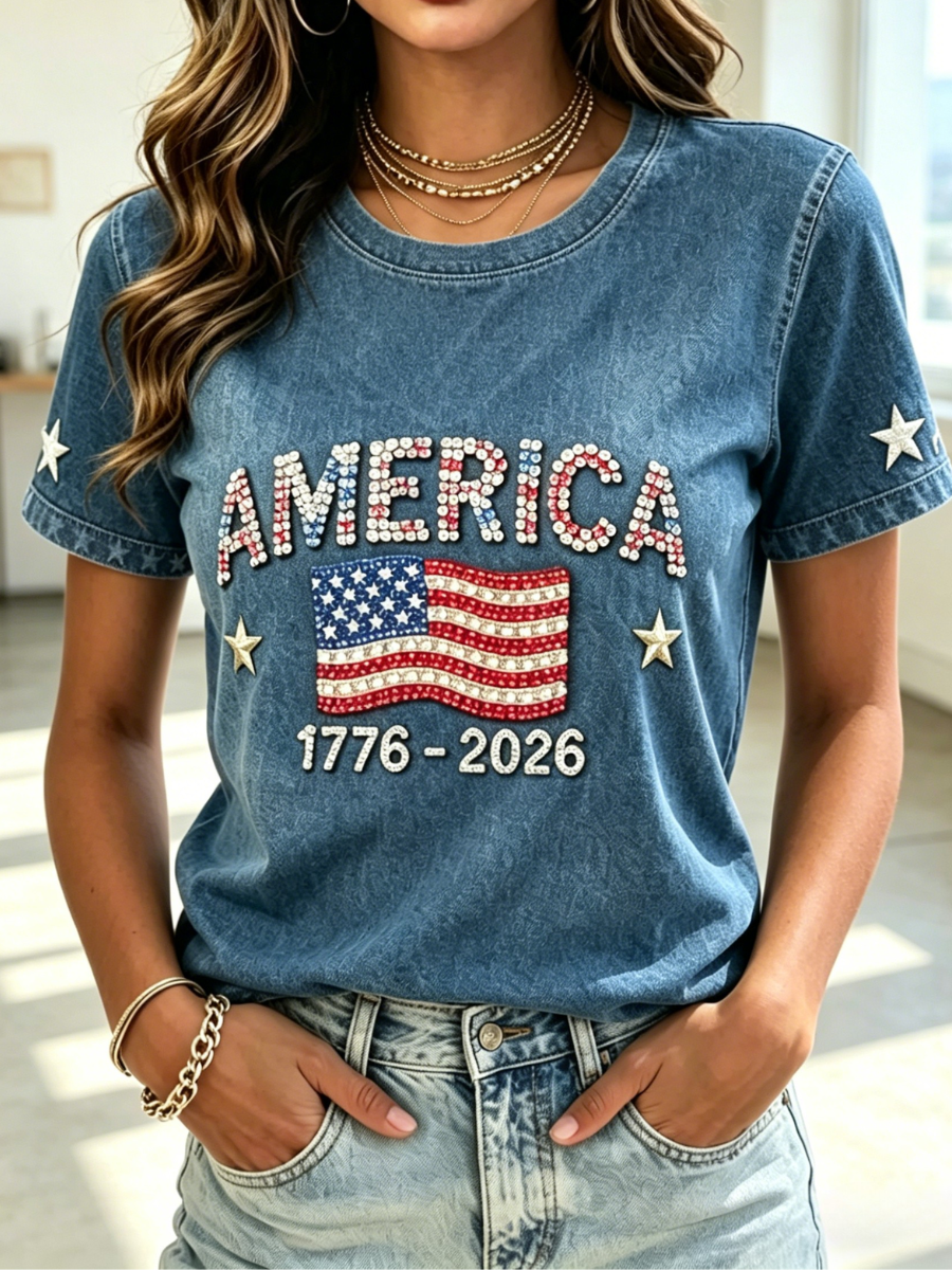 🔥Buy 3 Get 10% OFF 🔥Women's Casual 250th Anniversary Independence Day Printed T-shirt