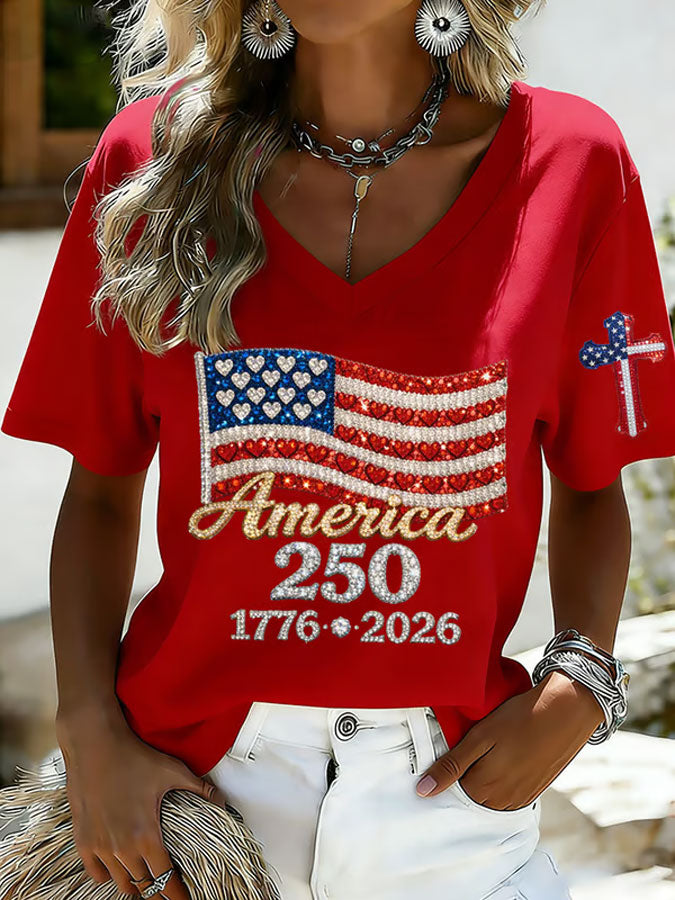 🔥Buy 3 Get 10% OFF 🔥Women's 250 Year Print Short Sleeve T-shirt