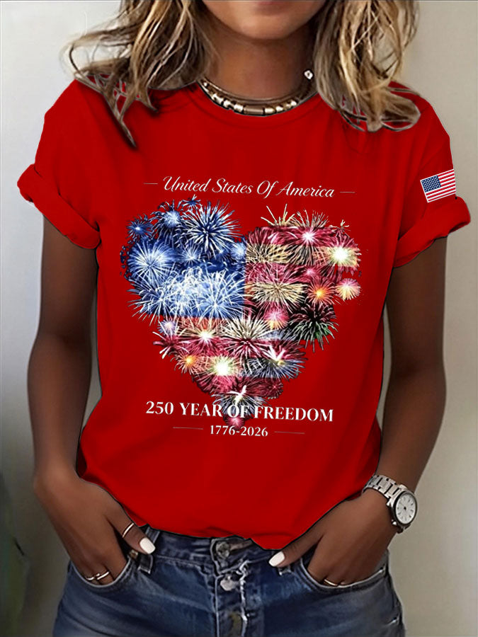Women'S America Flag Print Casual T-Shirt